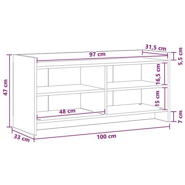 TV-Schränk 100 x 33 x 47 cm Sonoma-Eiche Holzwerkstoff
