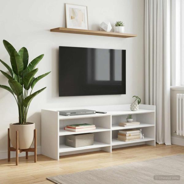 ARDEBO.de - TV-Schränk 135 x 33 x 47 cm Weiß Holzwerkstoff