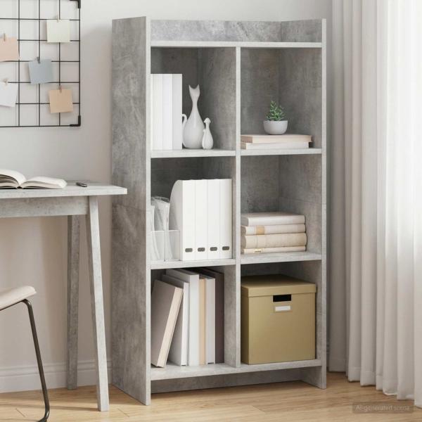 ARDEBO.de - Bücherregal Beton Grau 59 x 30 x 111 cm Holzwerkstoff