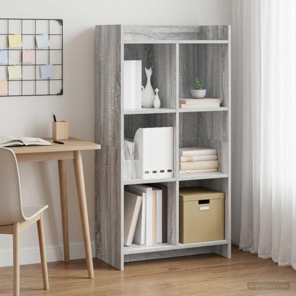 ARDEBO.de - Bücherregal Grau Sonoma 59 x 30 x 111 cm Holzwerkstoff