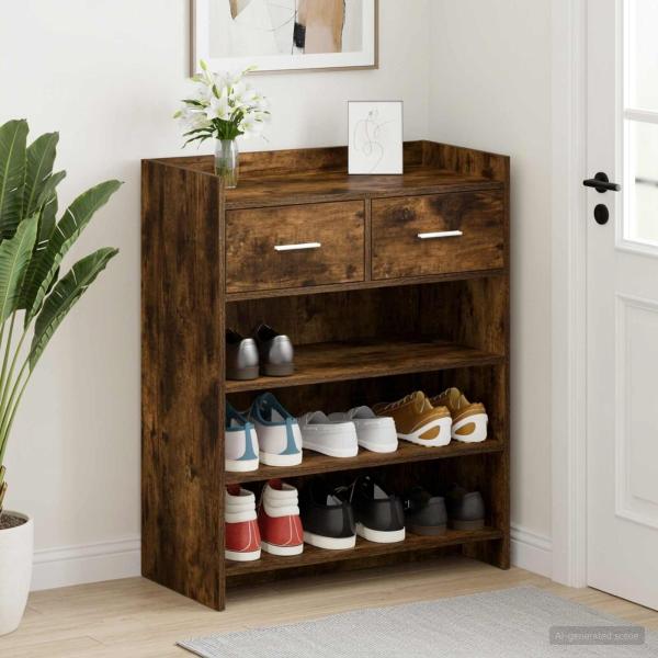 ARDEBO.de - Schuhschrank 73,5 x 36 x 92 cm Holzwerkstoff Räuchereiche