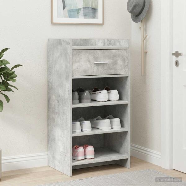 ARDEBO.de - Schuhschrank Betongrau 48 x 36 x 92 cm Holzwerkstoff