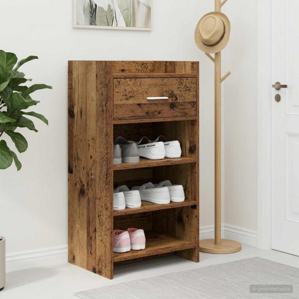 ARDEBO.de - Schuhschrank mit Speicher Altholz 48 x 36 x 92 cm Holzwerkstoff