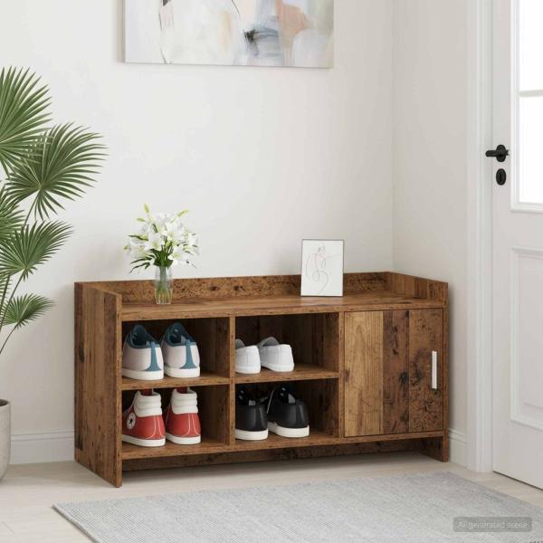 ARDEBO.de - Schuhschrank mit Tür Altholz 100 x 39,5 x 51 cm Holzwerkstoff