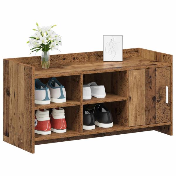 Schuhschrank mit Tür Altholz 100 x 39,5 x 51 cm Holzwerkstoff