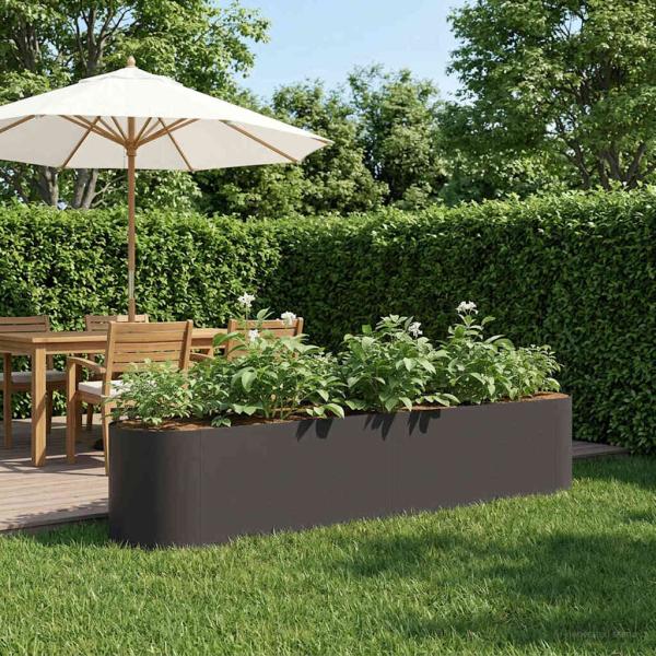 ARDEBO.de - Hochbeet im Garten Schwarz 200 x 40 x 40 cm