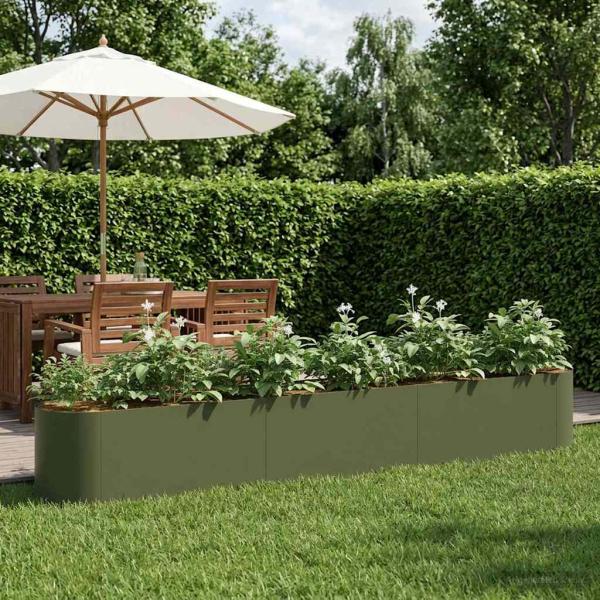 ARDEBO.de - Hochbeet im Garten Olive Grün 280 x 40 x 40 cm