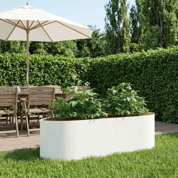 ARDEBO.de - Hochbeet im Garten Weiß 140 x 40 x 40 cm Stahl