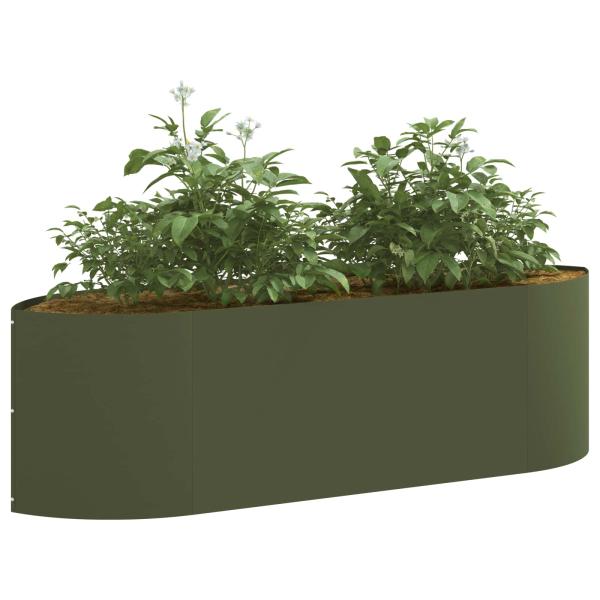 Hochbeet im Garten Olive Grün 140 x 40 x 40 cm Stahl