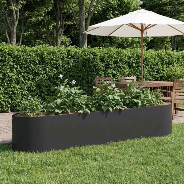 ARDEBO.de - Hochbeet im Garten Schwarz 220 x 40 x 40 cm Stahl