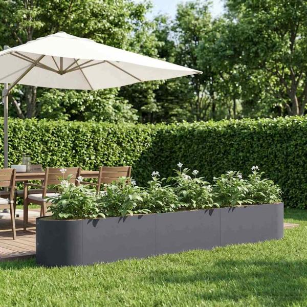 ARDEBO.de - Hochbeet im Garten Anthrazit 300 x 40 x 40 cm Stahl