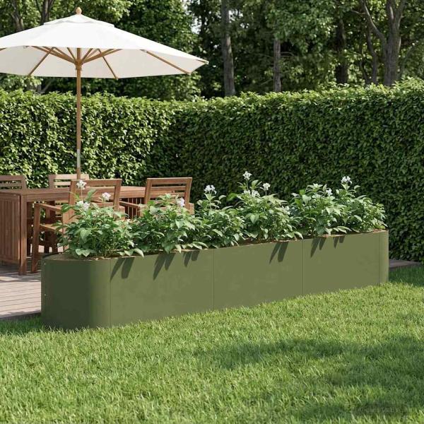 ARDEBO.de - Hochbeet im Garten Olive Grün 300 x 40 x 40 cm Stahl