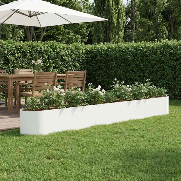 ARDEBO.de - Hochbeet im Garten Weiß 380 x 40 x 40 cm Stahl
