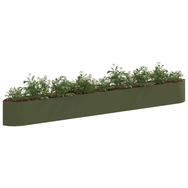 Hochbeet im Garten Olive Grün 380 x 40 x 40 cm Stahl