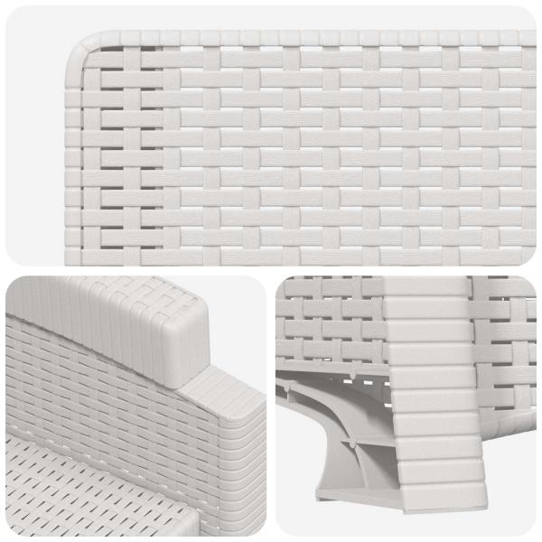 Liegesessel Garten Rattan-Optik Weiß PP