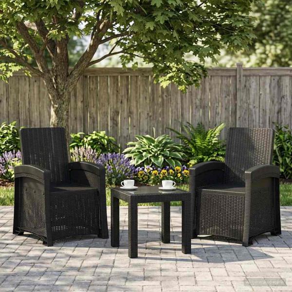 ARDEBO.de - Liegesessel Garten Rattan-Optik 2 stk. Anthrazit PP