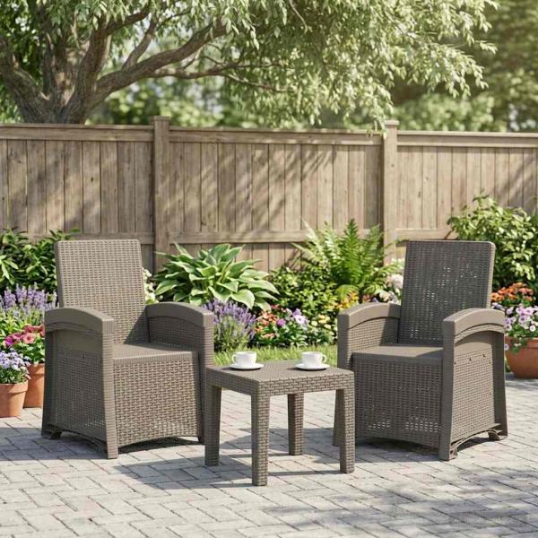 ARDEBO.de - Liegesessel Garten Rattan-Optik 2 stk. Hellgrau PP