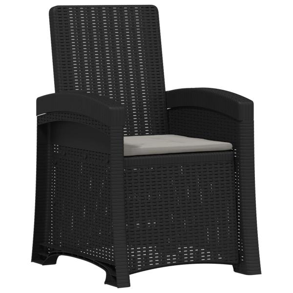 Liegesessel Garten Rattan-Optik Anthrazit und Hellgrau PP
