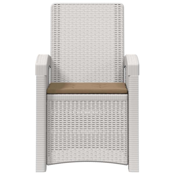 Liegesessel Garten Rattan-Optik Weiß und Taupe PP