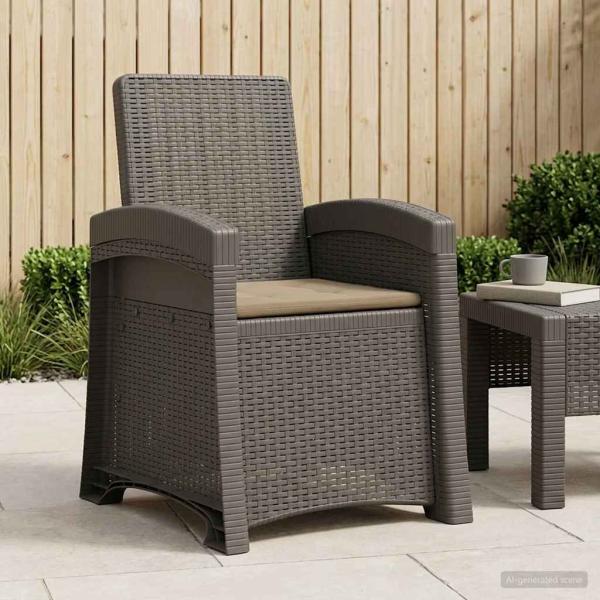 ARDEBO.de - Liegesessel Garten Rattan-Optik Hellgrau und Taupe PP