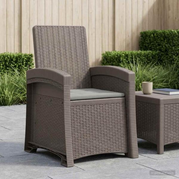 ARDEBO.de - Liegesessel Garten Rattan-Optik Hellgrau PP