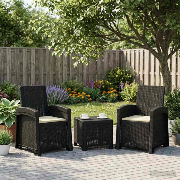 ARDEBO.de - Liegesessel Garten Rattan-Optik 2 stk. Anthrazit und Creme PP