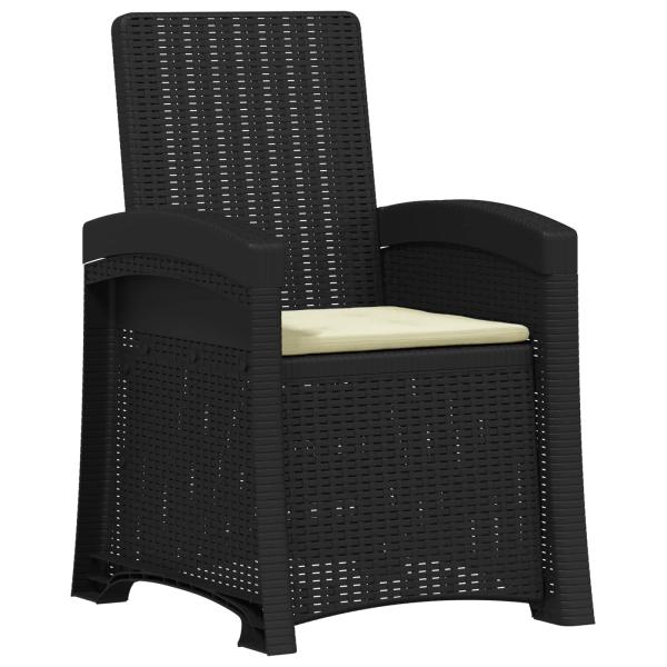 Liegesessel Garten Rattan-Optik 2 stk. Anthrazit und Creme PP