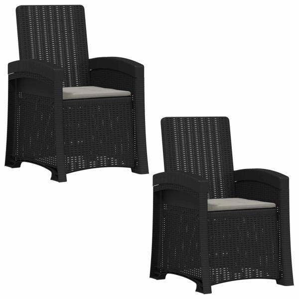Liegesessel Garten Rattan-Optik 2 stk. Anthrazit und Hellgrau