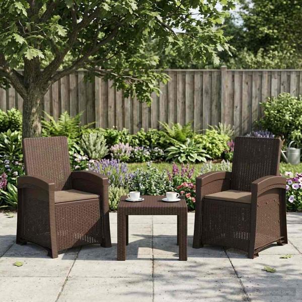 ARDEBO.de - Liegesessel Garten Rattan-Optik 2 stk. Braun und Taupe PP