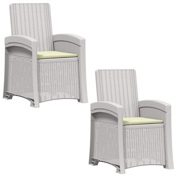 Liegesessel Garten Rattan-Optik 2 stk. Weiß und Creme PP
