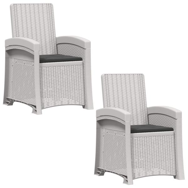 Liegesessel Garten Rattan-Optik 2 stk. Weiß und Anthrazit PP