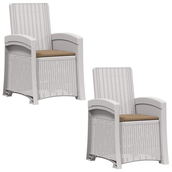 Liegesessel Garten Rattan-Optik 2 stk. Weiß und Taupe PP