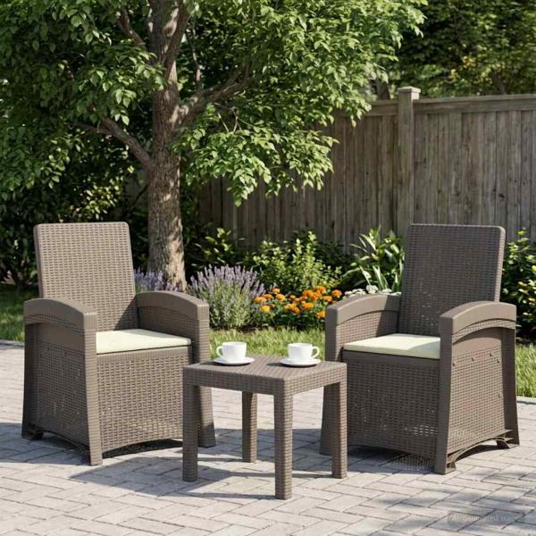 ARDEBO.de - Liegesessel Garten Rattan-Optik 2 stk. Hellgrau und Creme PP