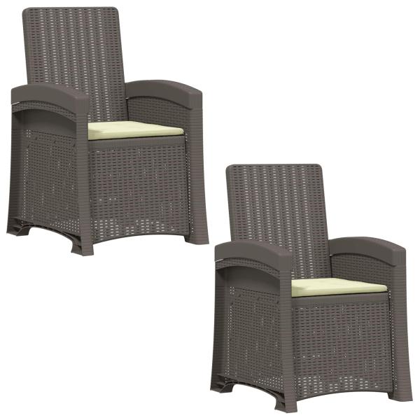 Liegesessel Garten Rattan-Optik 2 stk. Hellgrau und Creme PP