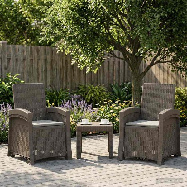 ARDEBO.de - Liegesessel Garten Rattan-Optik 2 stk. Hellgrau PP