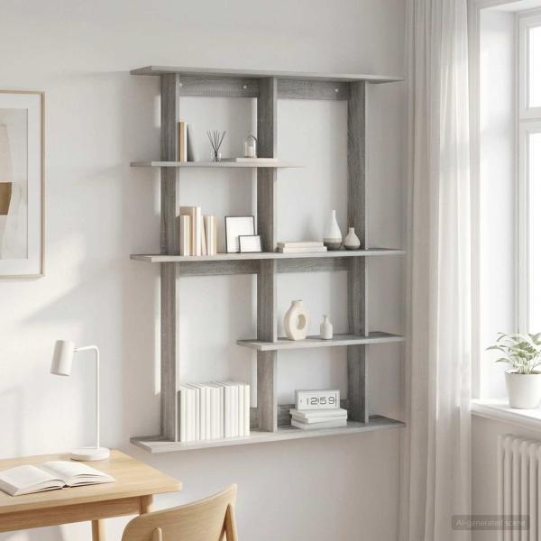 ARDEBO.de - Wandregal Grau Sonoma 102 x 20 x 130 cm Holzwerkstoff