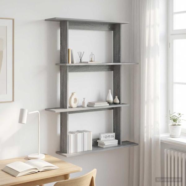 ARDEBO.de - Wandregal Grau Sonoma 100 x 20 x 126 cm Holzwerkstoff