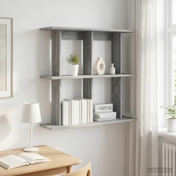 ARDEBO.de - Wandregal Wandhalterung Grau Sonoma 80 x 20 x 75 cm