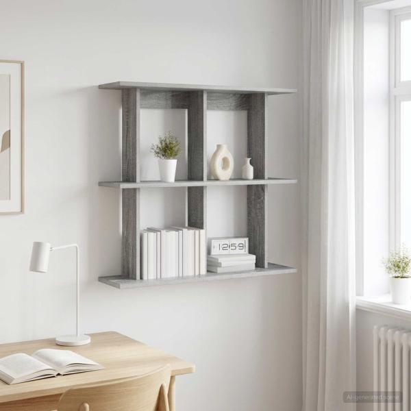 ARDEBO.de - Wandregal Wandhalterung Grau Sonoma 100 x 20 x 75 cm