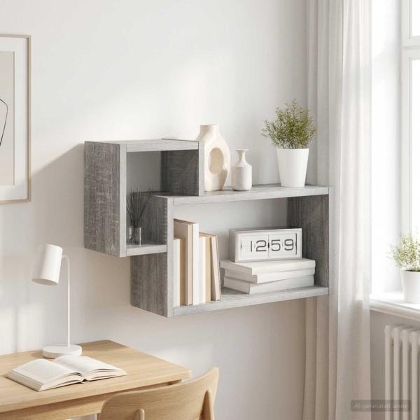 ARDEBO.de - Wandregal Wandhalterung Grau Sonoma 55 x 15 x 35 cm