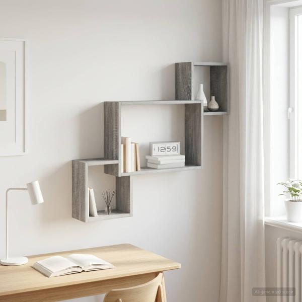 ARDEBO.de - Wandregal Wandhalterung Grau Sonoma 91,5 x 15 x 76 cm