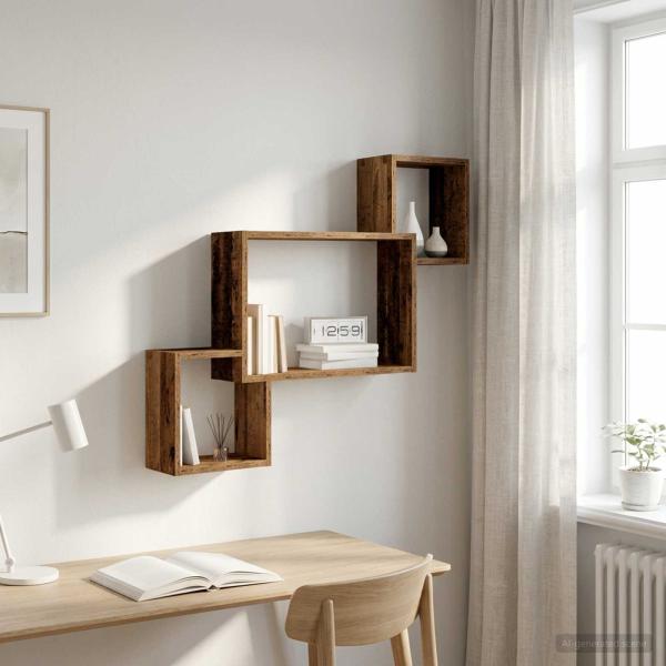 ARDEBO.de - Wandregal Wandhalterung Altholz 91,5 x 15 x 76 cm Holzwerkstoff