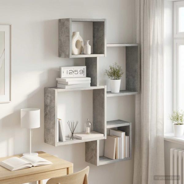 ARDEBO.de - Wandwürfelregale Wandhalterung Betongrau 64 x 13,5 x 91,5 cm