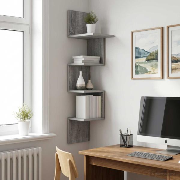 ARDEBO.de - Wandregal Wandhalterung Grau Sonoma 32 x 21 x 107 cm