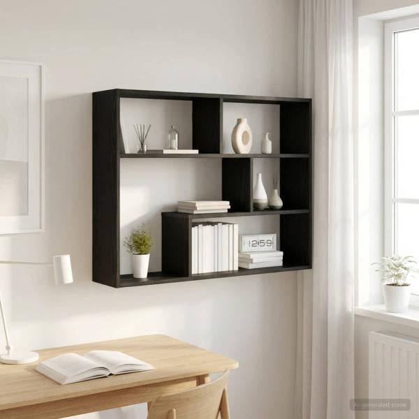 ARDEBO.de - Wandregal Wandhalterung Schwarze Eiche 95 x 20 x 69,5 cm