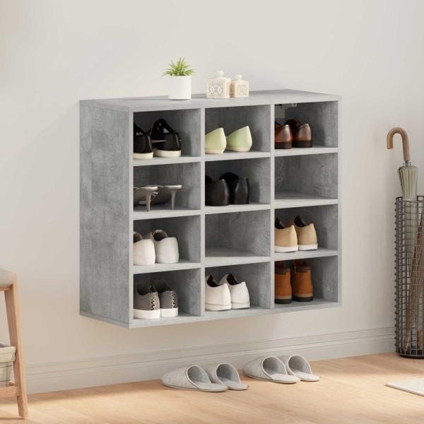 ARDEBO.de - Schuhschrank 77,5 x 30 x 67 cm Holzwerkstoff Betongrau
