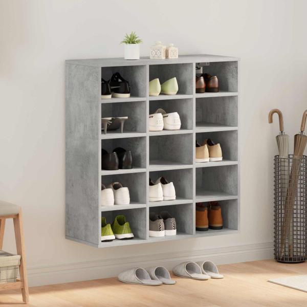 ARDEBO.de - Schuhschrank 77,5 x 30 x 83,5 cm Holzwerkstoff Betongrau