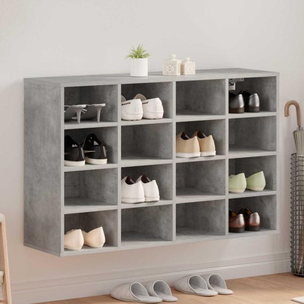 ARDEBO.de - Schuhschrank 103 x 30 x 67 cm Holzwerkstoff Betongrau