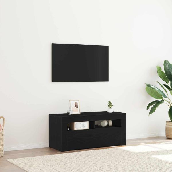 ARDEBO.de - TV-Schränk 90 x 35 x 40 cm Schwarz Eichen-Optik Holzwerkstoff