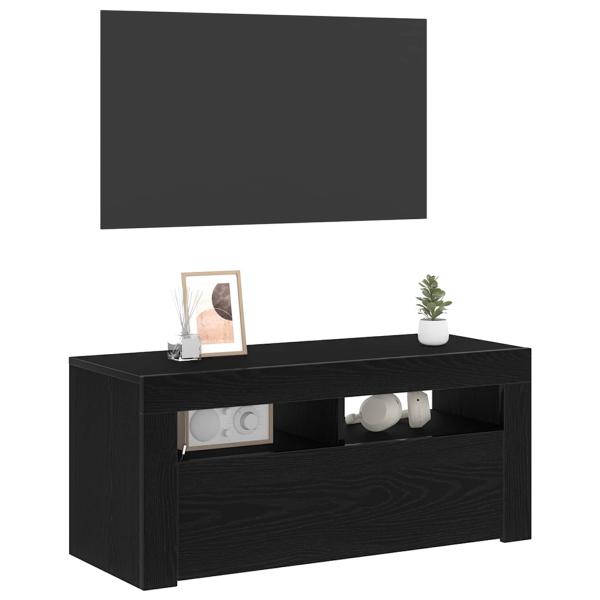 TV-Schränk 90 x 35 x 40 cm Schwarz Eichen-Optik Holzwerkstoff